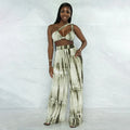 Summer Wholesale Fall Women Clothing Tie Dye Sleeveless Crop Top Lounge Wear 2pcs Pants Set