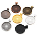 7 Colors 25mm Necklace Pendant Setting Cabochon Cameo Base Tray Bezel Blank Fit 25mm Cabochons Jewelry Making C26