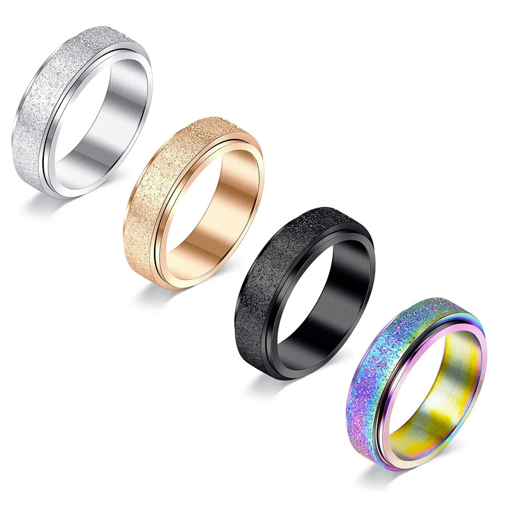 Trending Unisex Rose Gold Plated 18K Gold Plated Stainless Steel Chain Design Statement Anxiety Relief Finger Ring