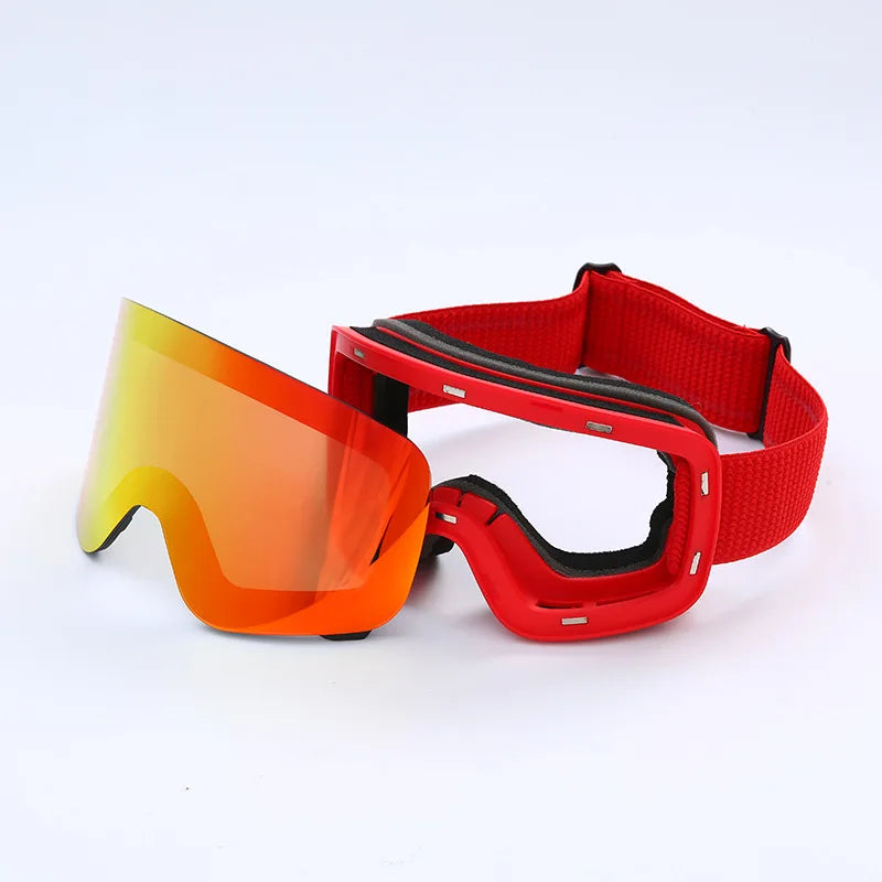 Wholesale Custom Magnetic Snowboard Goggles Snow Sports Anti-fog UV Protection Cylindrical Skiing Glasses Magnetic Ski Goggles