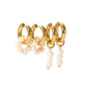 non tarnish earrings 18K Gold Plated Stainless Steel Circle Hoop Earring Geometric Baroque Pearl Drop Earring for Parties