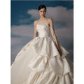 AL1038 2024 Latest Hot Master Ivory Satin Sleeveless Princess Bridal Wedding Dress with Crystal Decoration