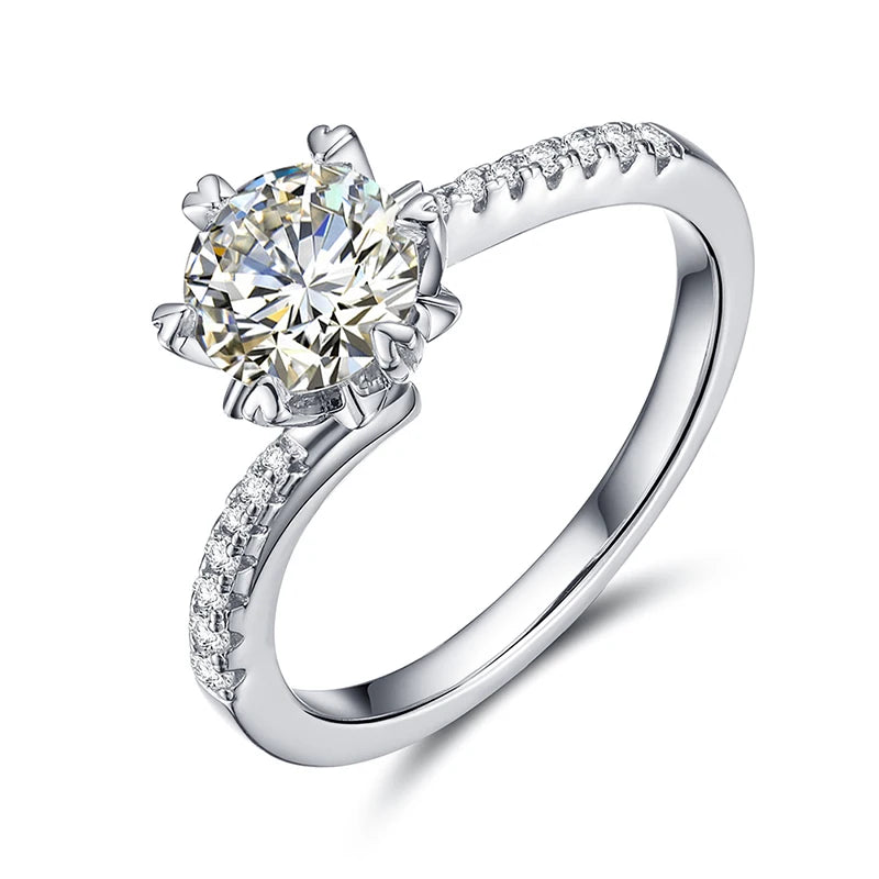 Fashion Women's Engagement Jewelry Iced Out 925 Sterling Silver 6mm 0.8ct VVS Moissanite Diamond Wedding Ring