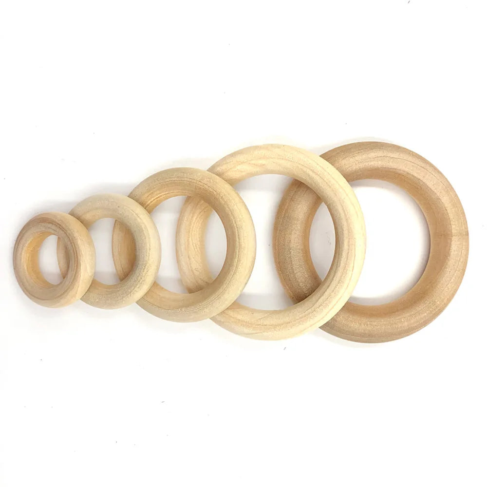 10 Pieces Natural Wooden Rings for DIY Craft 25-55mm Unfinished Handmade Wood Circles Rings Pendant Connectors Jewelry Making