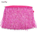 Keering Black and White Long Heave Glass Beaded Tassel Fringe Trim Beaded for Shirts Clothes Jacket Bag Decoration