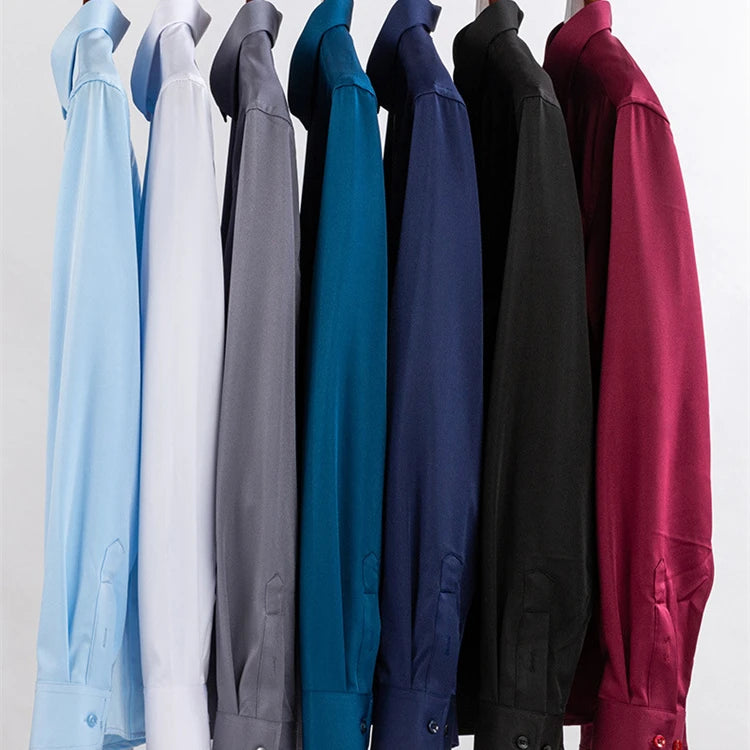 9 Colors Wholesale Long Sleeved Shirt Men's Business Casual Tooling Professional Work Elastic Men's Long Sleeve Shirt Shirts