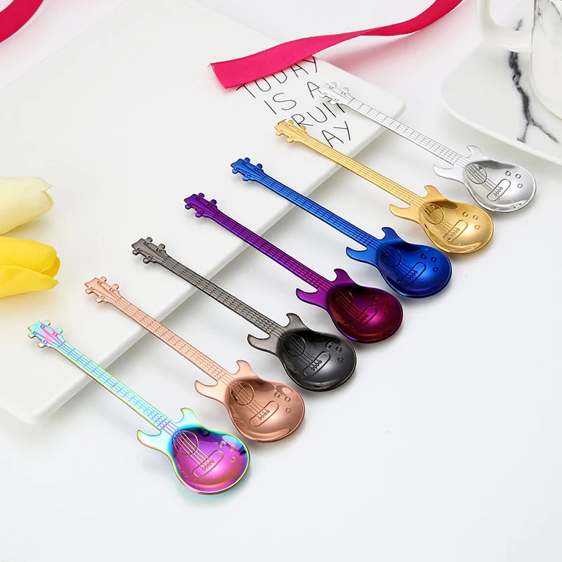 Stainless Steel 304 Colorful Coffee Mixing Spoon Bar Spoon Guitar Spoon