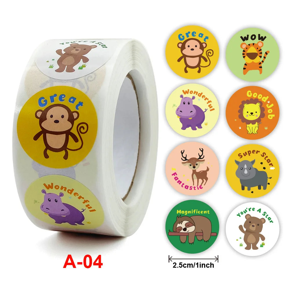 Elementary School Students Inspirational  Cute Animal Stickers Reward Stickers Children Wholesale Stickers