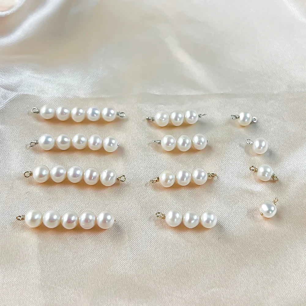 New Style 14k Gold Filled 5mm Freshwater Pearl Pendent for Jewelry Necklace Charm Connector