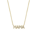 FUAMAY Woman Dainty White CZ Zirconia Diamond Mama Necklace Sterling Silver Mama Mother Day Necklace
