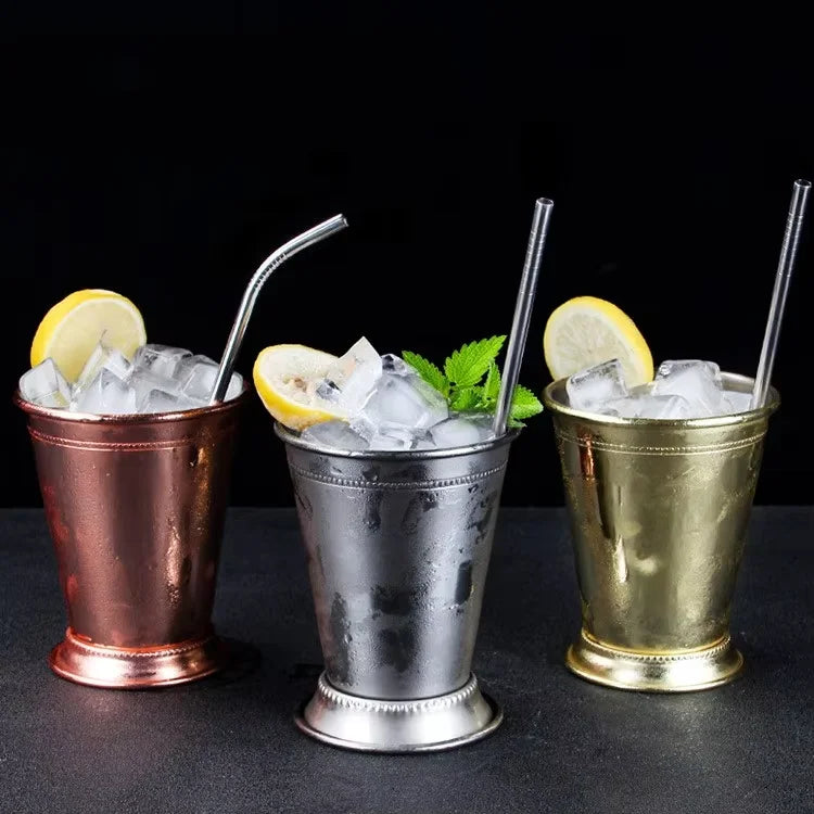 European Standard Stainless Steel 304 Rolled Edge Mint Julep Cup Factory Direct Supply Mojito Cocktail Cup Metal Bead Cup