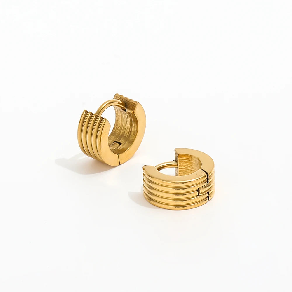 Fenny 18K Gold-plated Wholesale Tarnish Free Permanent Chunky Multi-layer Band Huggie Stainless Steel Earring for Women