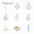 Wholesale 18K Gold Plated Brass Inlaid Shell Charms Necklace Pendants Multi-Type DIY Jewelry Making Components