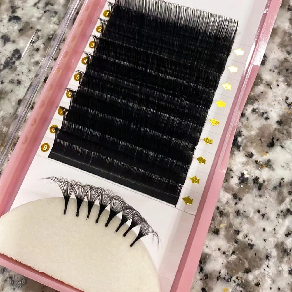 Loose Base Volume Velvet Lash Extensions Tray 5-25 mm Custom logo Faux Mink PBT Dark Matte Cashmere Eyelash Extensions Lash Tray