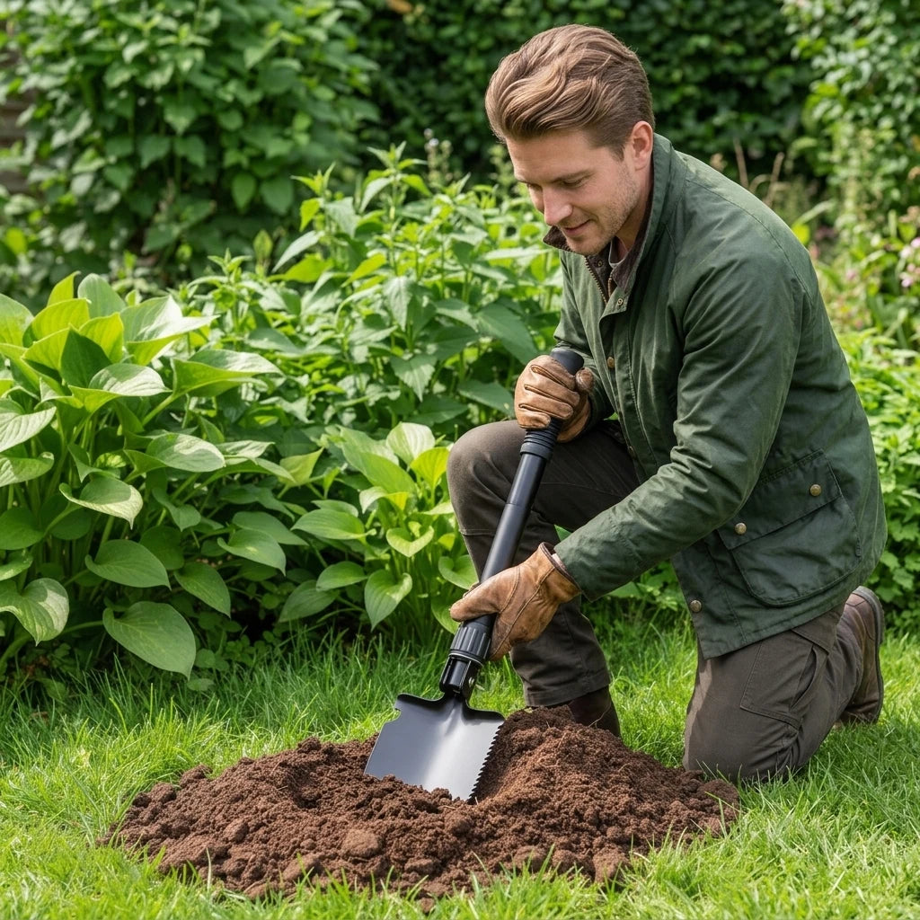 Camping Gardening Multitool Metal Foldable Shovel with Hand Spade Pickaxe