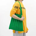 Wholesale Korean Vintage Style Crochet Polyester Handbag Casual Two Straps Portable Lady's Fashionable Pleated Knitted Open Bag