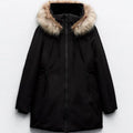 Custom Detachable Faux Fur Interior Lining at Collar Elasticated Sleeve Opening Warm Winter Jacket