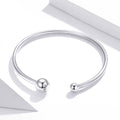 Fine Silver Jewelry Simple Stretch 925 Sterling Silver Beads Bangle Bracelet Custom 14k 18k Gold Plated SCB198