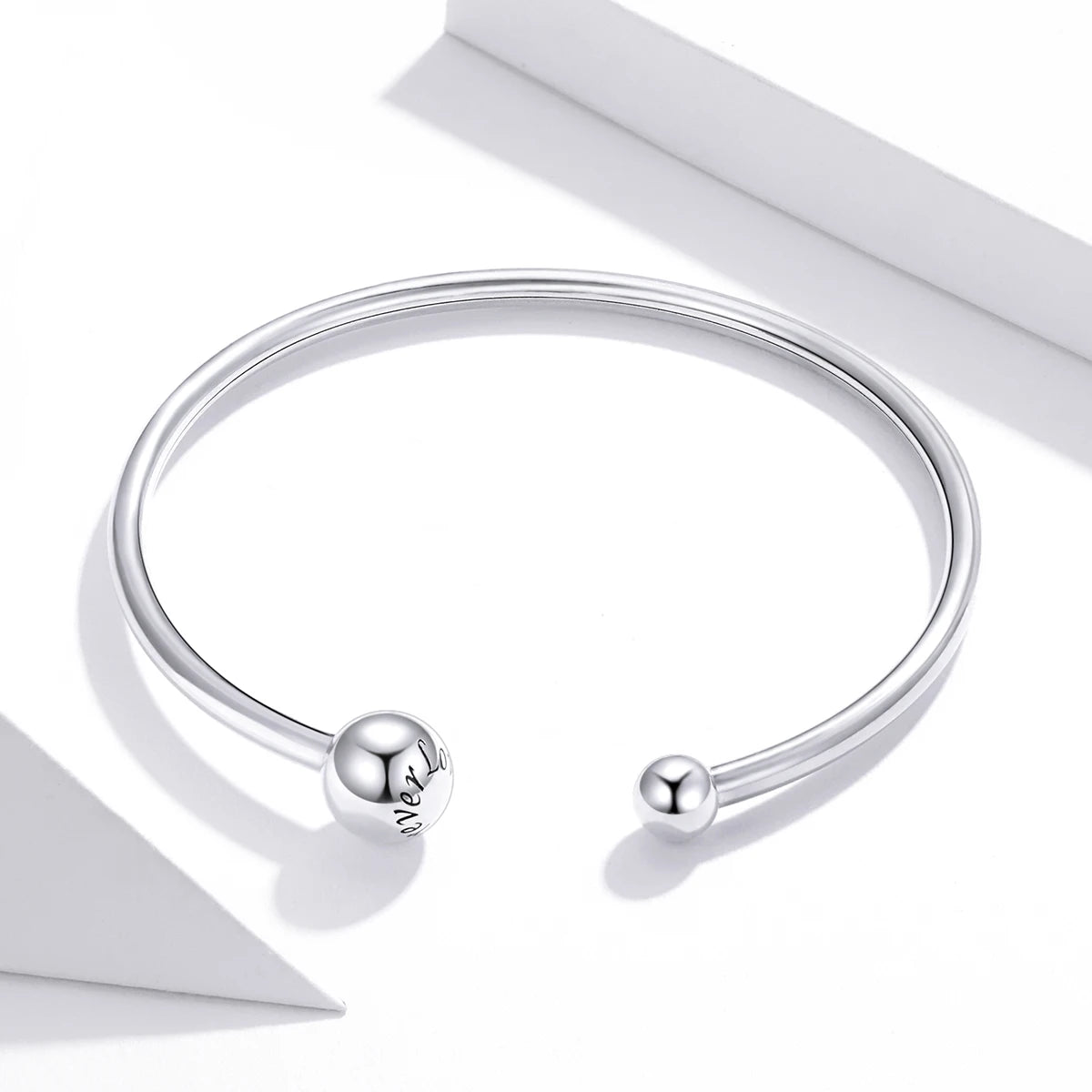 Fine Silver Jewelry Simple Stretch 925 Sterling Silver Beads Bangle Bracelet Custom 14k 18k Gold Plated SCB198