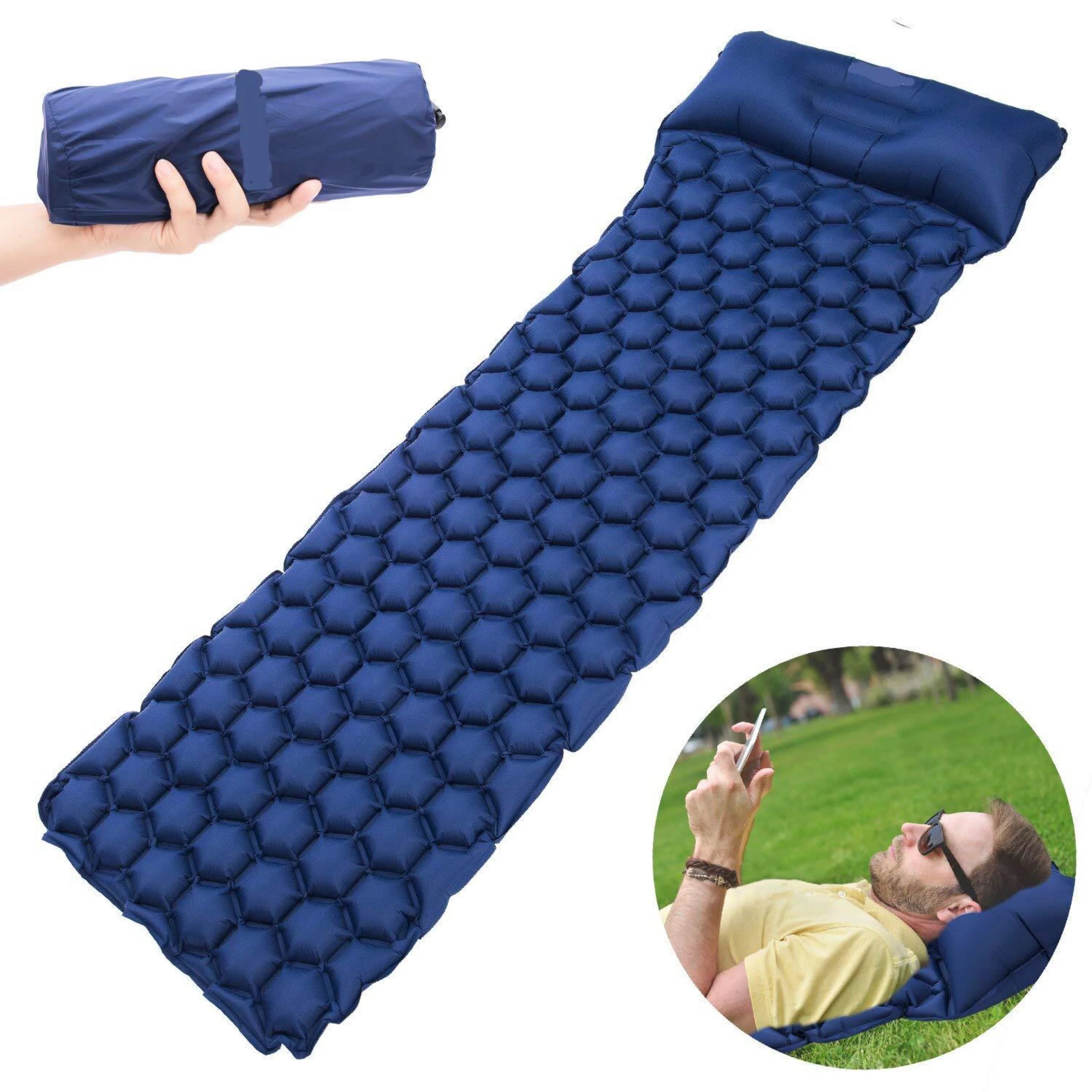 Eco-friendly Inflatable Camping Mat Traelling Lightweight Mat Comfortable Nylon Pillow Mat