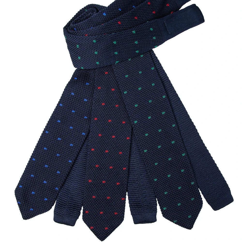 Polka Dots Polyester Ties Knitted Neck Tie With Arrow End Knit Tie Design