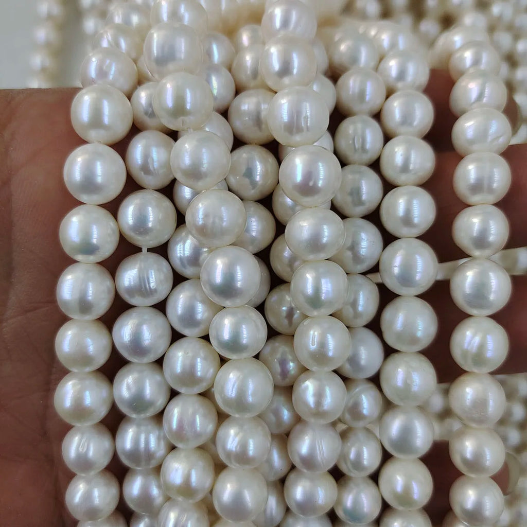 37 cm Good Luster 3-12 mm Potato Shape Nature Freshwater Pearl in Strandegg Shape A+ MIDDLE FLAWS