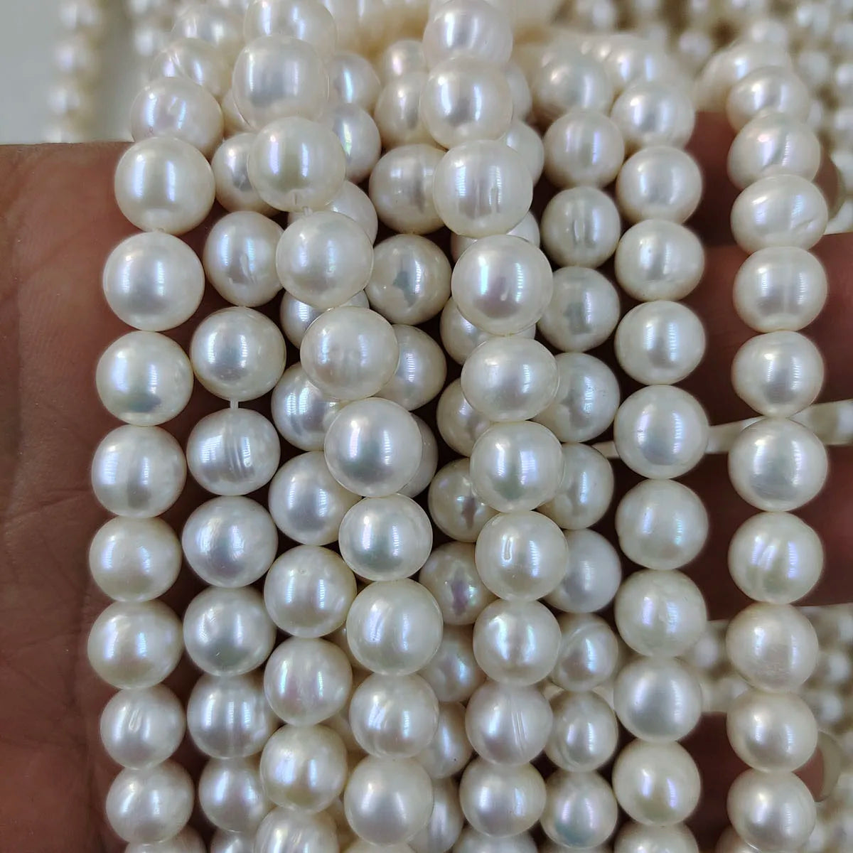 37 cm Good Luster 3-12 mm Potato Shape Nature Freshwater Pearl in Strandegg Shape A+ MIDDLE FLAWS MegaBDM