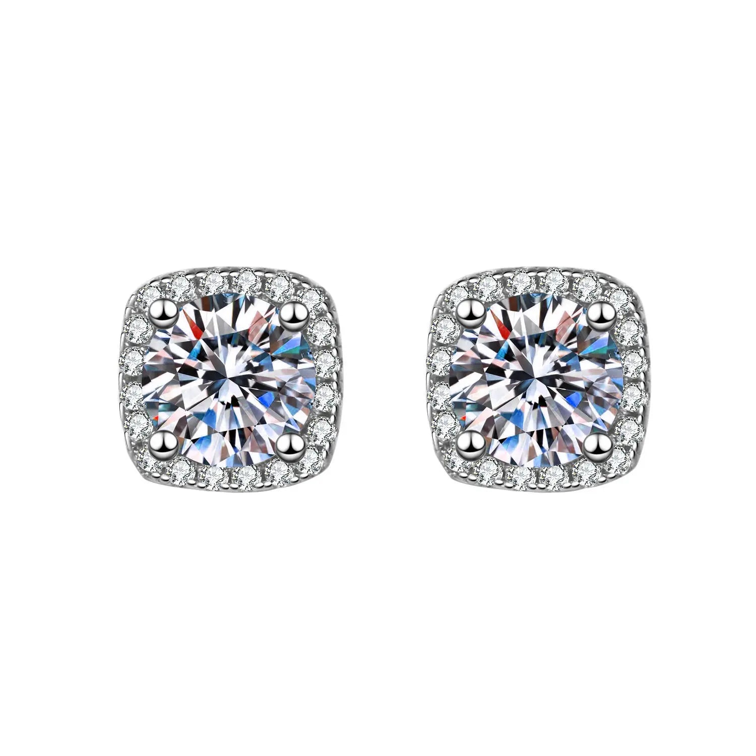 2025 Trendy Colored Diamond Wedding Earrings Silver Plated Cubic Zirconia CZ Geometric Stud Earrings Jewelry for Brides