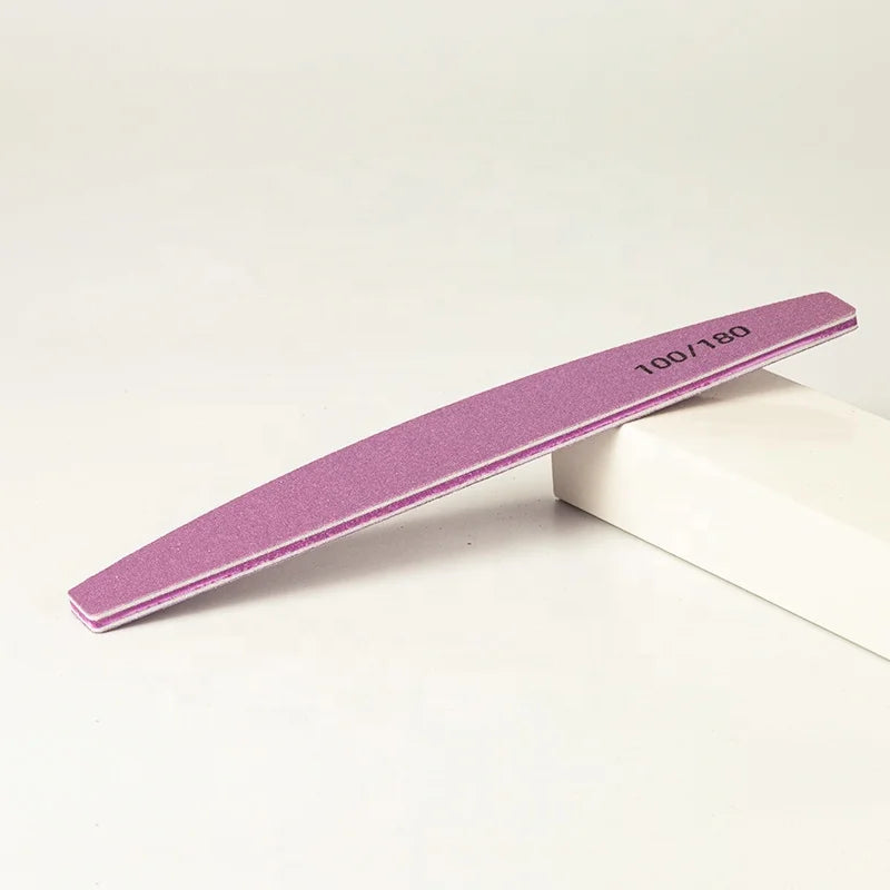 Wholesale Stock Half Moon Purple Private Label 100 180 Grit Professional Custom Nail Files 100/180