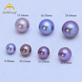 Goldleaf Jewelry Natural Freshwater Pearl Round Shape Purple 4A Edison Pearl 9-10mm Loose Beads Beads