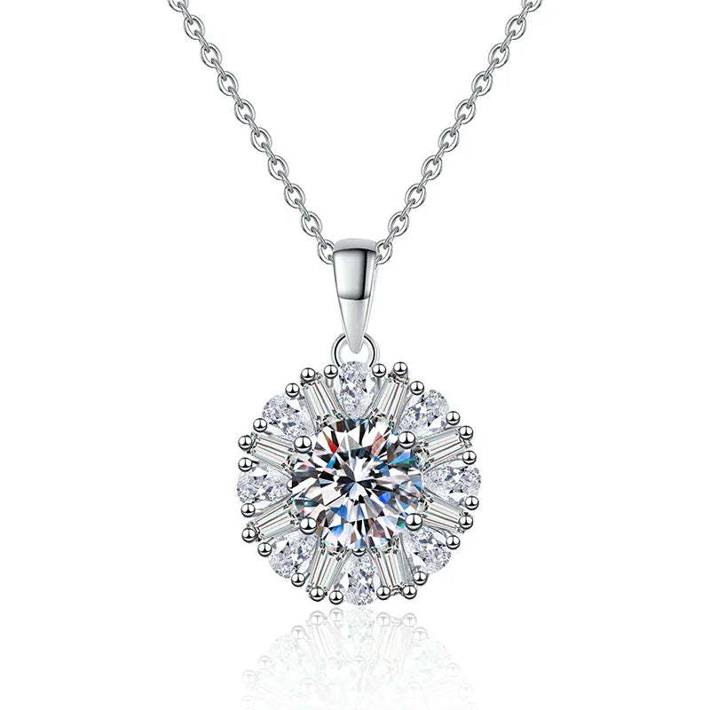 925 Sterling Silver 1Carat Moissanite Ladder Square Full Diamond Luxury Collarbone Chain Moissanite Necklace for Women