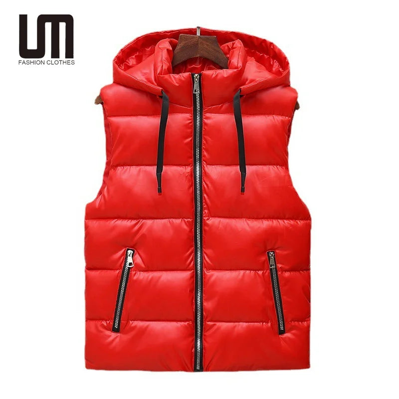 OEM Fashion Brand New Arrivals Winter Men Clothes Casual Sleeveless Jacket Vest Hooded Plus Size Waistcoat