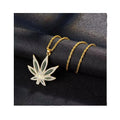 Maple Leaf Necklace Punk Hip Hop Fashion Diamond Hemp Leaf Pendant Necklace for Women Men Jewelry Gift Wholesale Collares