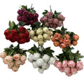 Wholesale 12 Heads Silk Roses Bushes Artificial Flowers Rose bunch for Wedding Festival Decor