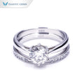 Tianyu Gems VVS Moissanite 1ct Wedding Ring Set 18K White Gold Plated 925 Sterling Silver Engagement Rings
