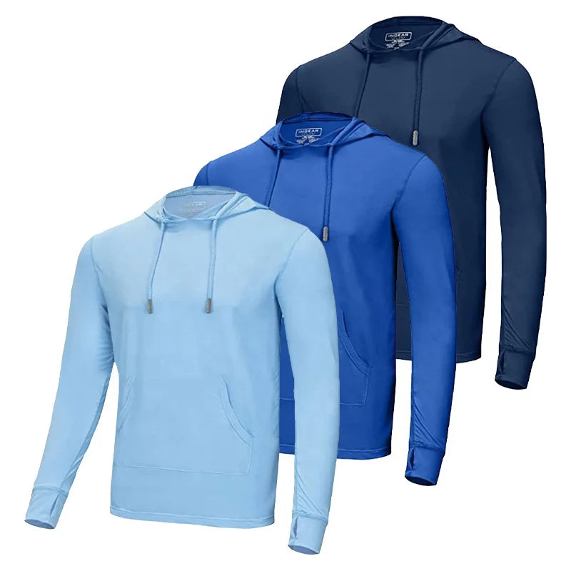 Wholesale Custom Logo Men's Long Sleeve Breathable Vented Polyester Fishing Hooded Shirt