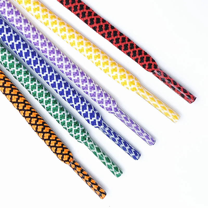 Mantianxing Casual Shoe Laces 5mm Width 50-160cm Length 18 Colors Plaid Pattern Polyester Rope Sold in Pair
