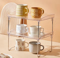 Space Saver Stackable Spices Rack Foldable Storage Rack Shelf Transparent Plastic Folding Cabinet Small Desktop Storage Shelf