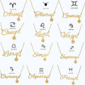 Non Tarnish 18k Gold Jewelry Stainless Steel Zodiac Sign Zircon Charm Necklace
