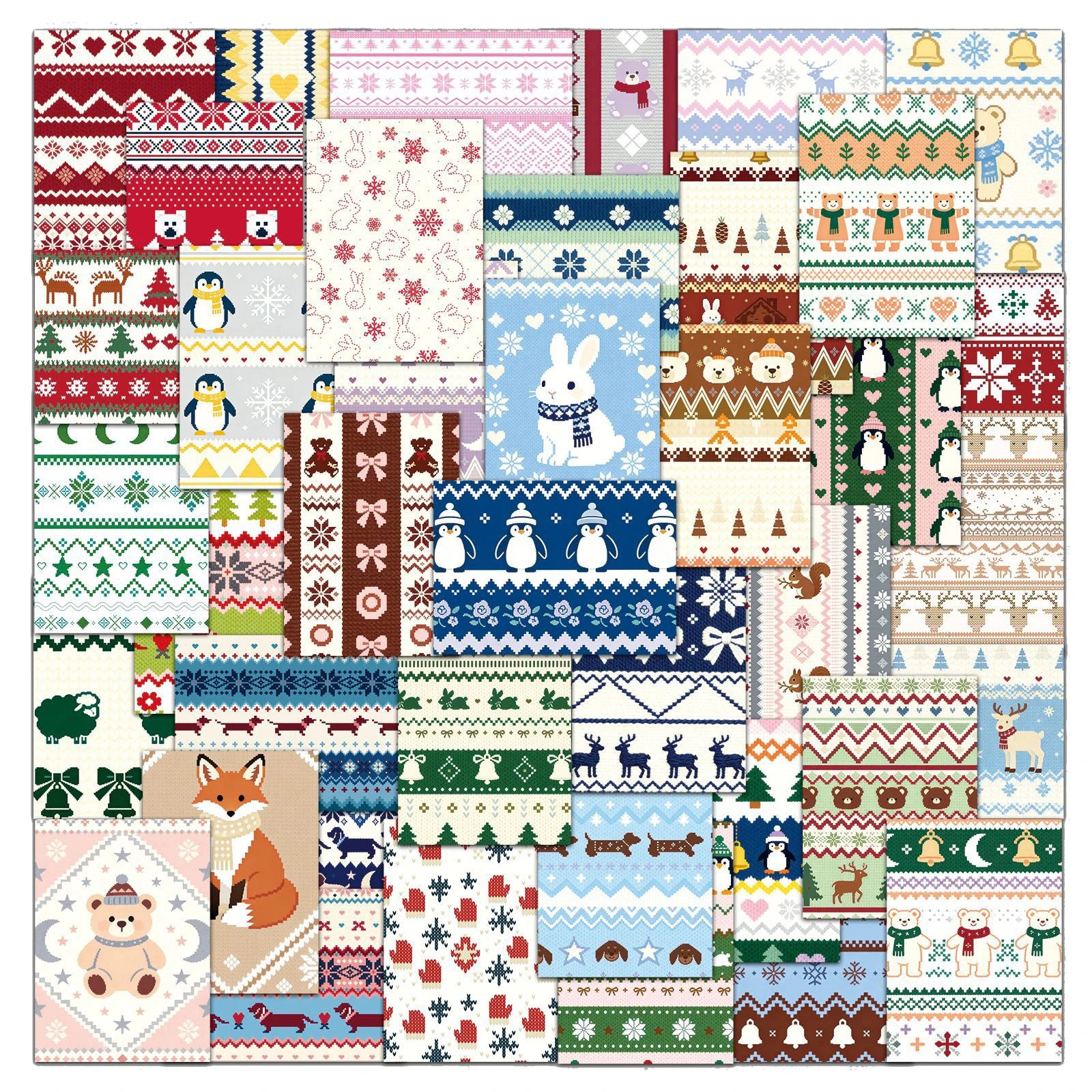 50Pcs Fashion Fair Isle Pattern Graffiti Stickers for Book Bottle Decor Art Cloth Sweater Aesthetic Sticker