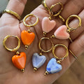Instagram Fashion 18K Gold Plated Stainless Steel Hand Painted Ceramic Heart Hoops Earring