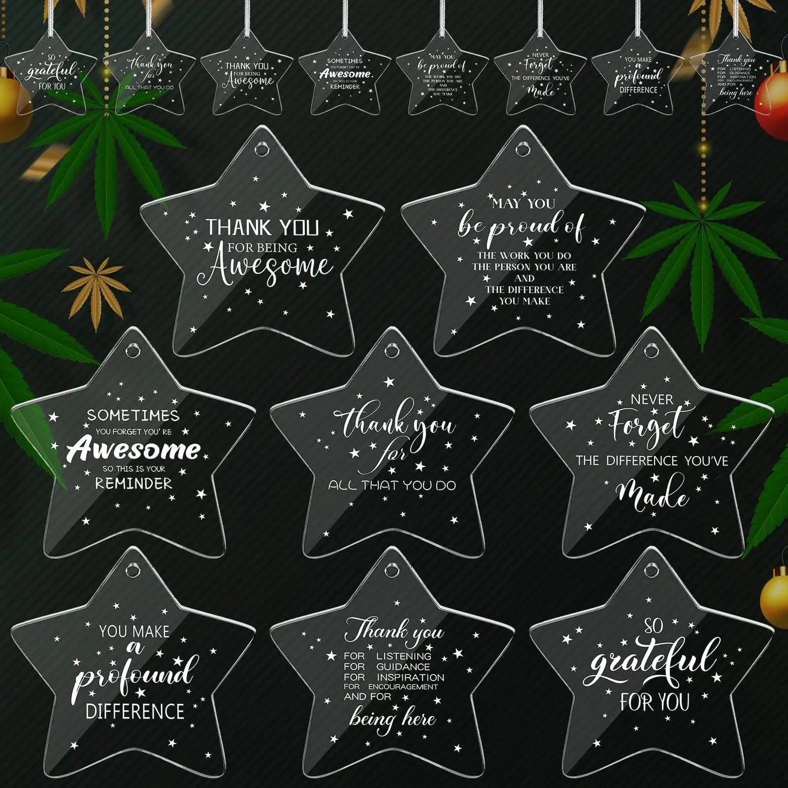 Customized Acrylic Christmas Tree Hanging Ornament Star Shaped Xmas Decor with UV Printing Unique Xmas Acrylic Ornament