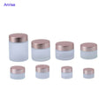 5ml 10ml 15ml 20ml 30ml 50ml 60ml 100ml Clear Frosted Glass Cosmetic Face Eye Cream Jar with Rose Gold Metal Lids