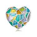 Factory 925 Sterling Silver Colorful Church Window Heart Charm Bead for Women Fit Original DIY Bracelet Necklace Jewelry SCC2266