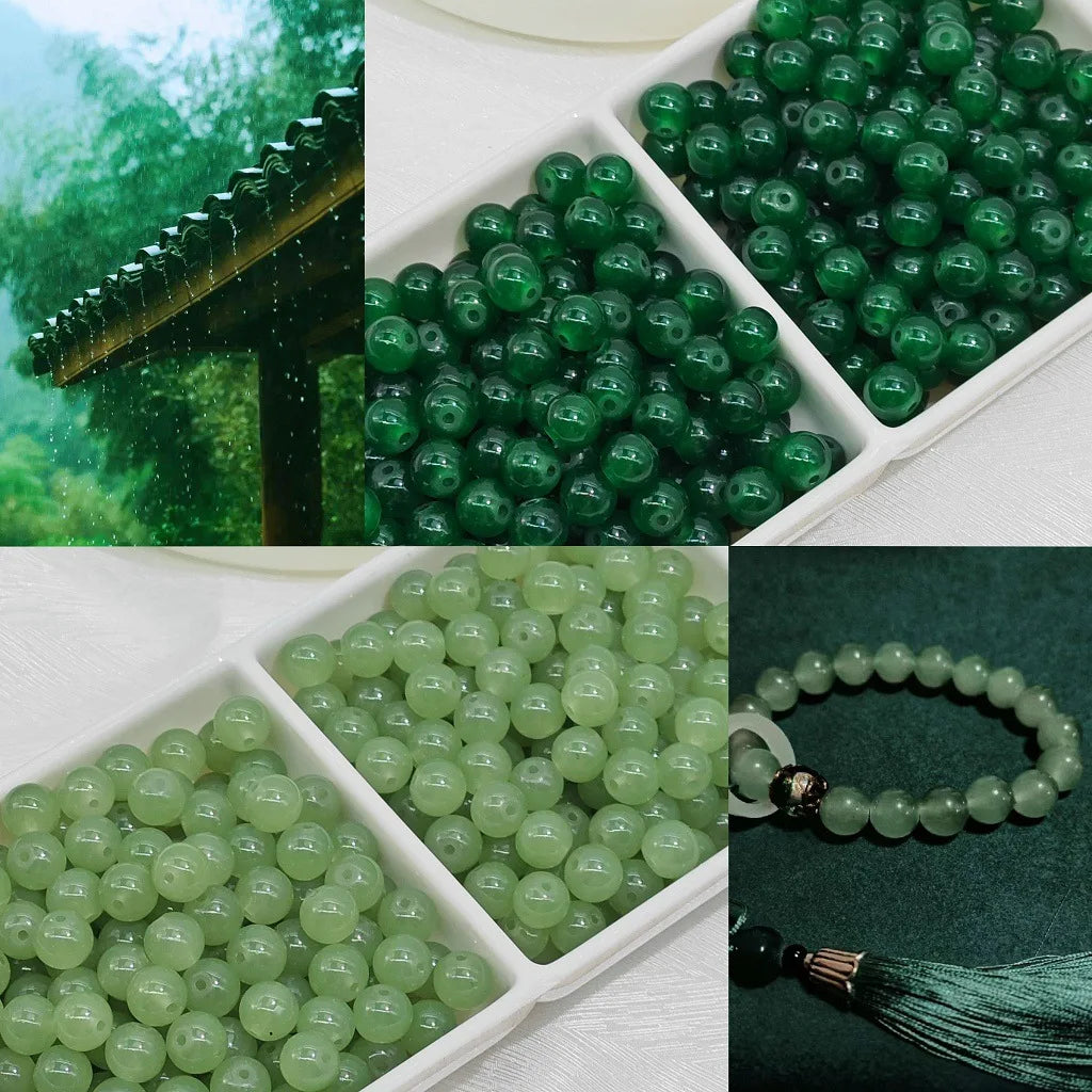 50pcs 8mm 10mm Glass Jade Beads Transparent Color Round Spacer Loose Stone Beads for Bracelet Necklace DIY Beaded Material