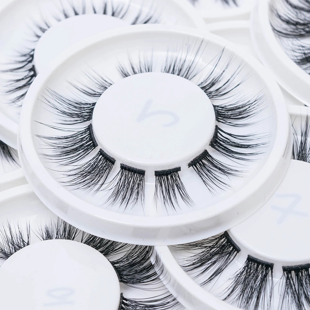 Packaging Eyelash Bundles Handmade Ripple Style Natural Black 50-70mm Length Segmented Bond Glue Mink Eyelash Strip Eyelash
