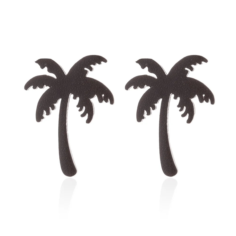 Wholesale Tiny Coconut Palm Tree Charm Stainless Steel Stud Earrings Jewelry Earring China Manufacturer Supplier