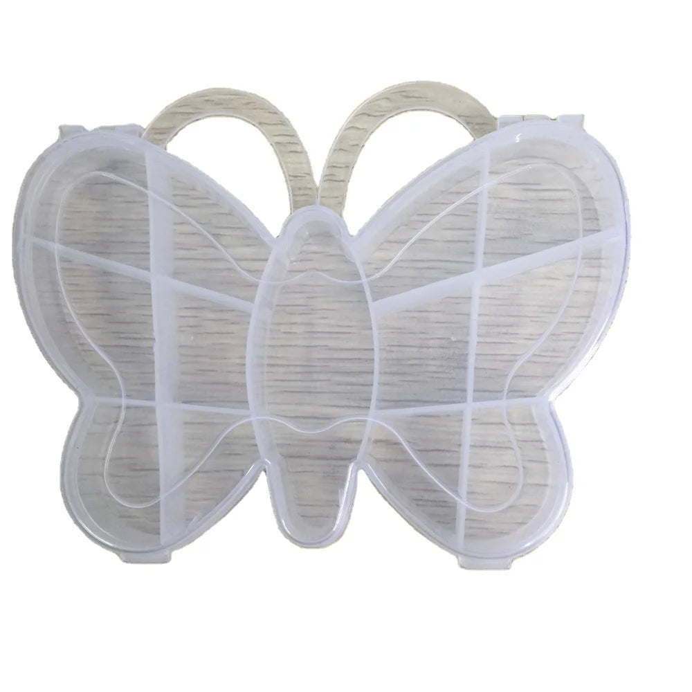 Transparent Plastic Storage Jewelry Box Compartment Container for Beads Earring Box Jewelry Butterfly Flower Rectangle Shape