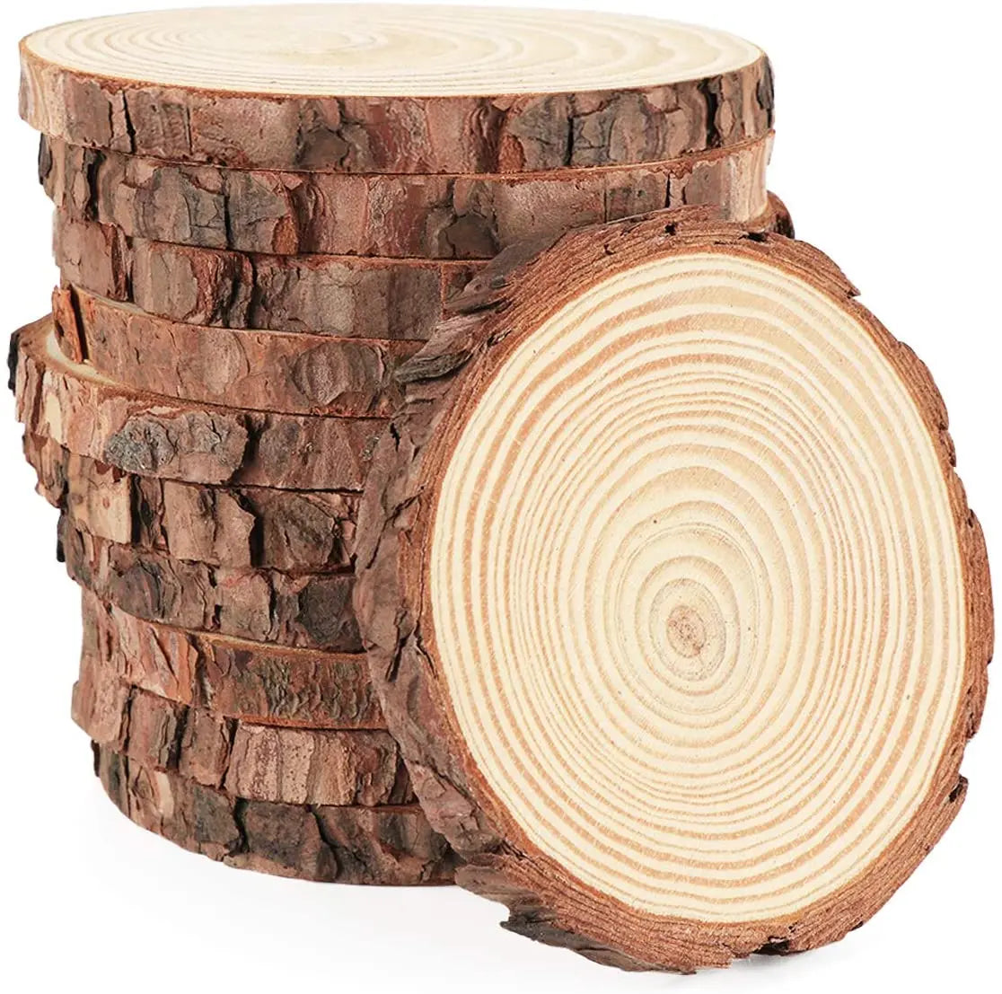 Wholesale Handmade Printed Unfinished Pine Wood Rounds Thick Natural Slab Bark Candlestick Holder Lantern for Home Decoration