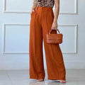 2024 Casual Wide Leg Pants Women Mid Rise Loose Long Trousers Office Lady Trim Palazzo Pantalons Femme